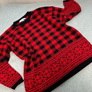 Y2K 90s Boxy Tunic Sweater Medium Oversized Grunge Red Christmas Grandma Vintage